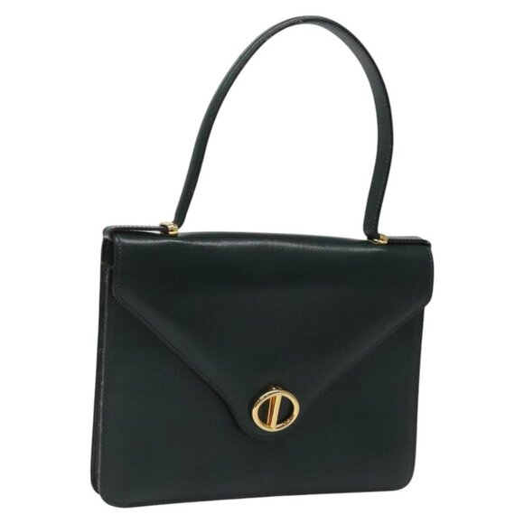 Christian Dior Hand Bag Leather Green Gold Auth - Picture 1 of 15